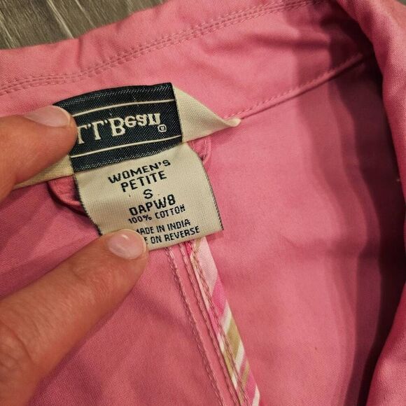 L.L.Bean Pink Cotton Trench Coat Size Small Petite - Picture 2 of 7